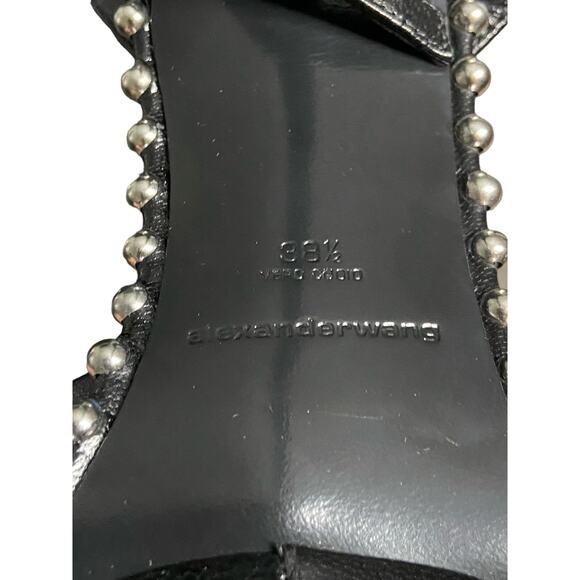 Alexander Wang Nova 145 Platform Sandals Studded Ankle Strap Leather Black Sz 38 - Picture 13 of 13